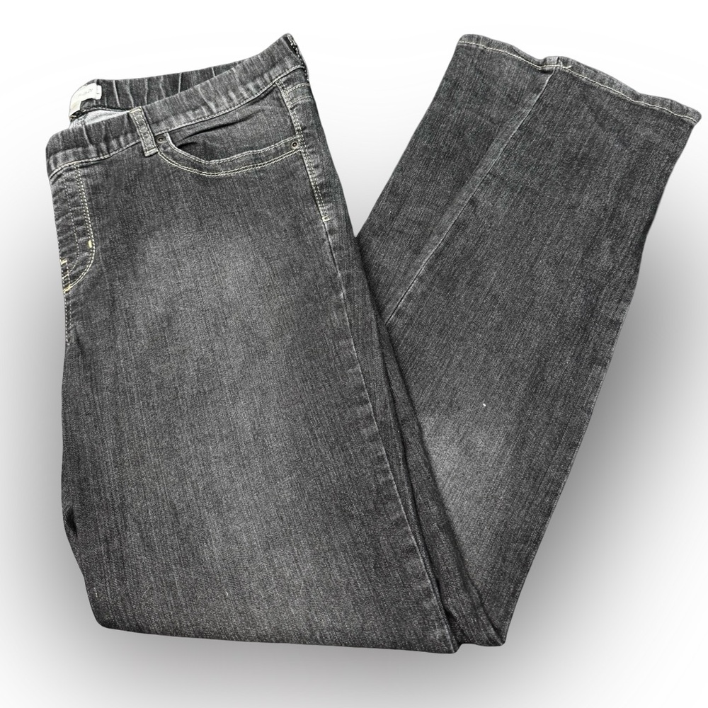 Faith 21 Gray Denim Jeans Size 16 Elastic Waist EUC Clean Classic Fit Chic Retro